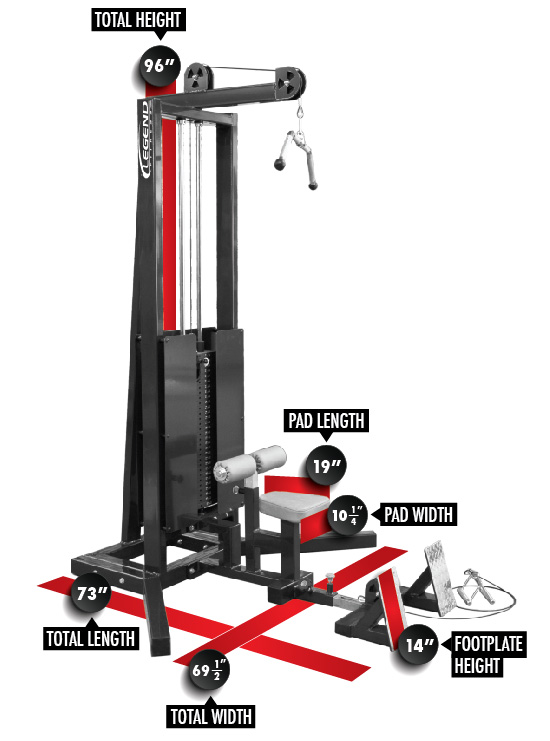 3228 PRO SERIES Seated Lat/Floor Row Dimensions