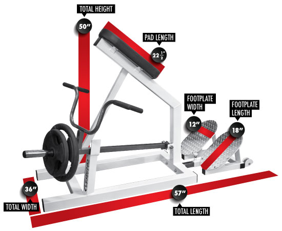 3229 PRO SERIES Incline Lever Row Dimensions